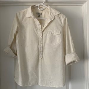 Cute J Crew confetti half button up work top